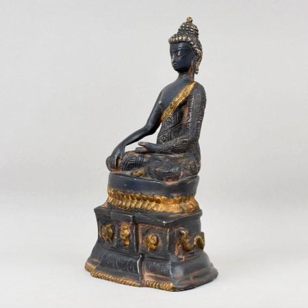 Handcrafted Brass Buddha Murti Black Gold Meditation Statue