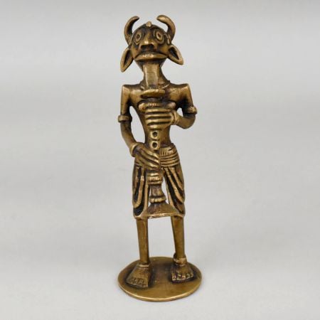Handcrafted Brass Tribal Musician Murti Folk Art Showpiece