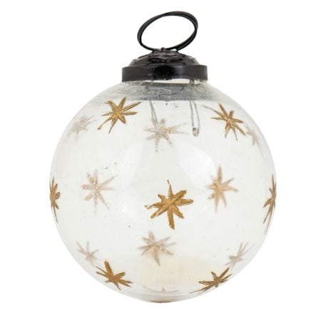 Clear Round Golden Star Glass Christmas Hanging Ornament