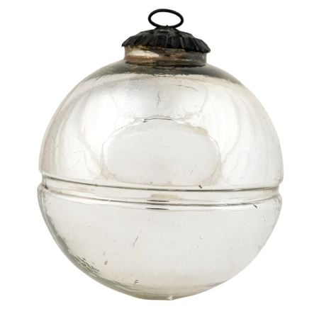Silver Vintage Round Glass Christmas Ornament