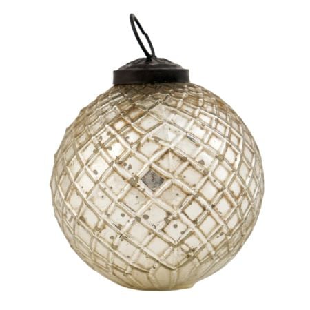 Silver Round Mercury Glass Christmas Ornament