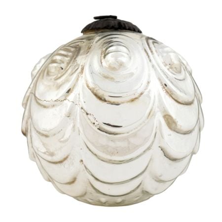 Silver Vintage Decorative Round Glass Christmas Ornament