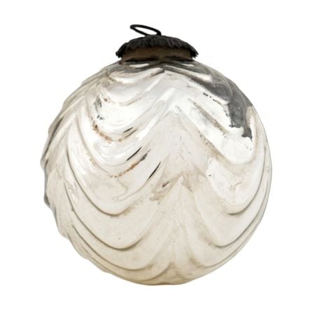 Silver Vintage Mercury Round Glass Christmas Ornament