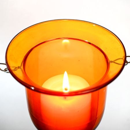 Amber Glass Hanging Tealight Candle Holder
