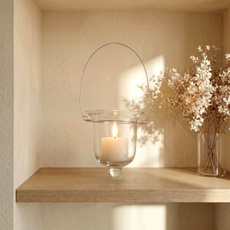 Clear Glass Hanging Tealight Candle Holder