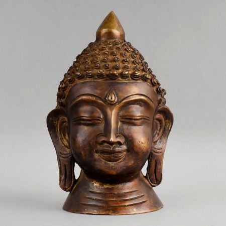 Handcrafted Brass Buddha Head Sculpture Decorative Idol