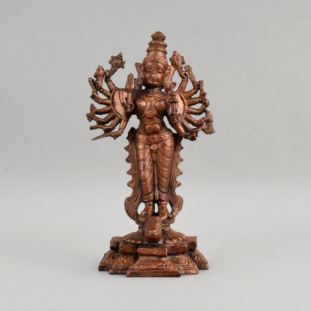 Handcrafted Copper Multi Arm Goddess Durga Idol Statue