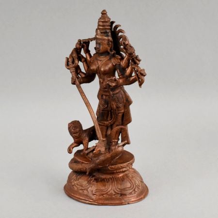 Handcrafted Copper Durga Mahishasura Mardini Idol Statue
