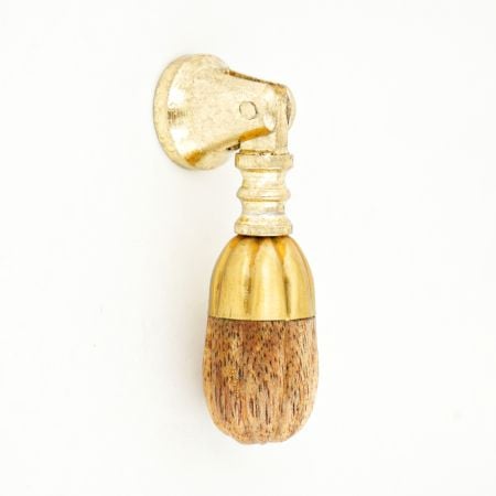 Natural Wooden Brass Drop Kitchen Cabinet Drawer Knob