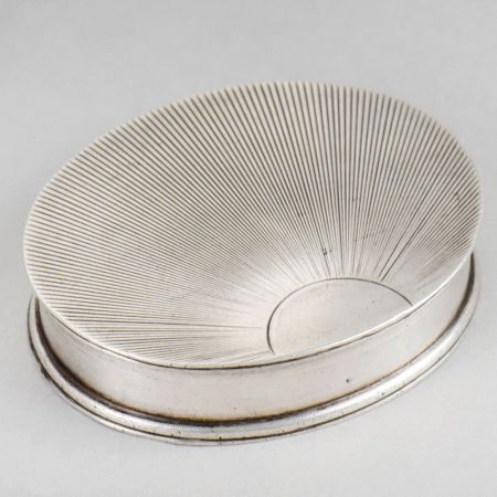 Vintage Silver Sunburst Engine Turned Trinket Box