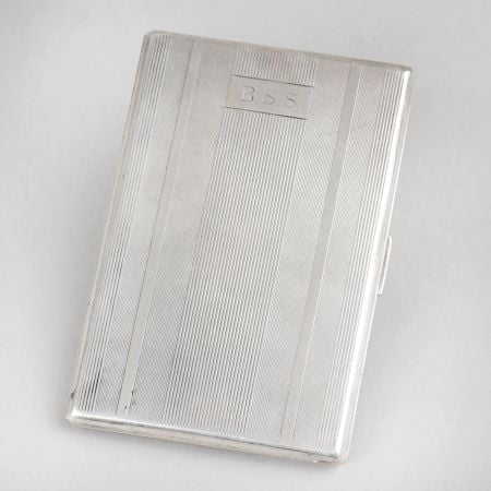 Vintage Hallmarked Sterling Silver Cigarette Case with B.S.S. Monogram