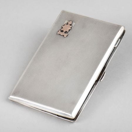 Vintage Hallmarked Sterling Silver Cigarette Case with Crest Detail