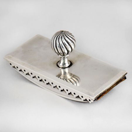 Vintage Hallmarked Silver Desk Blotter with Ribbed Knob