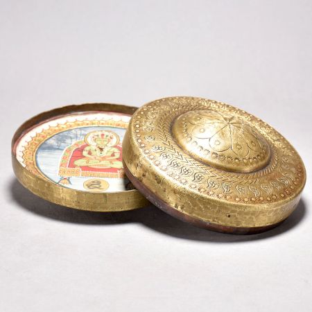 Vintage Handcrafted Brass and Glass Round Box for Decor