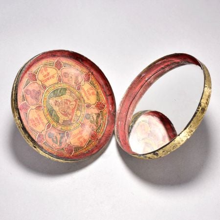 Handcrafted Brass Jain Gattaji Travel Box with Siddhachakra Mandala