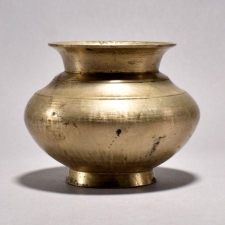 Vintage White Metal Holy Pot from Bihar for Home Decor