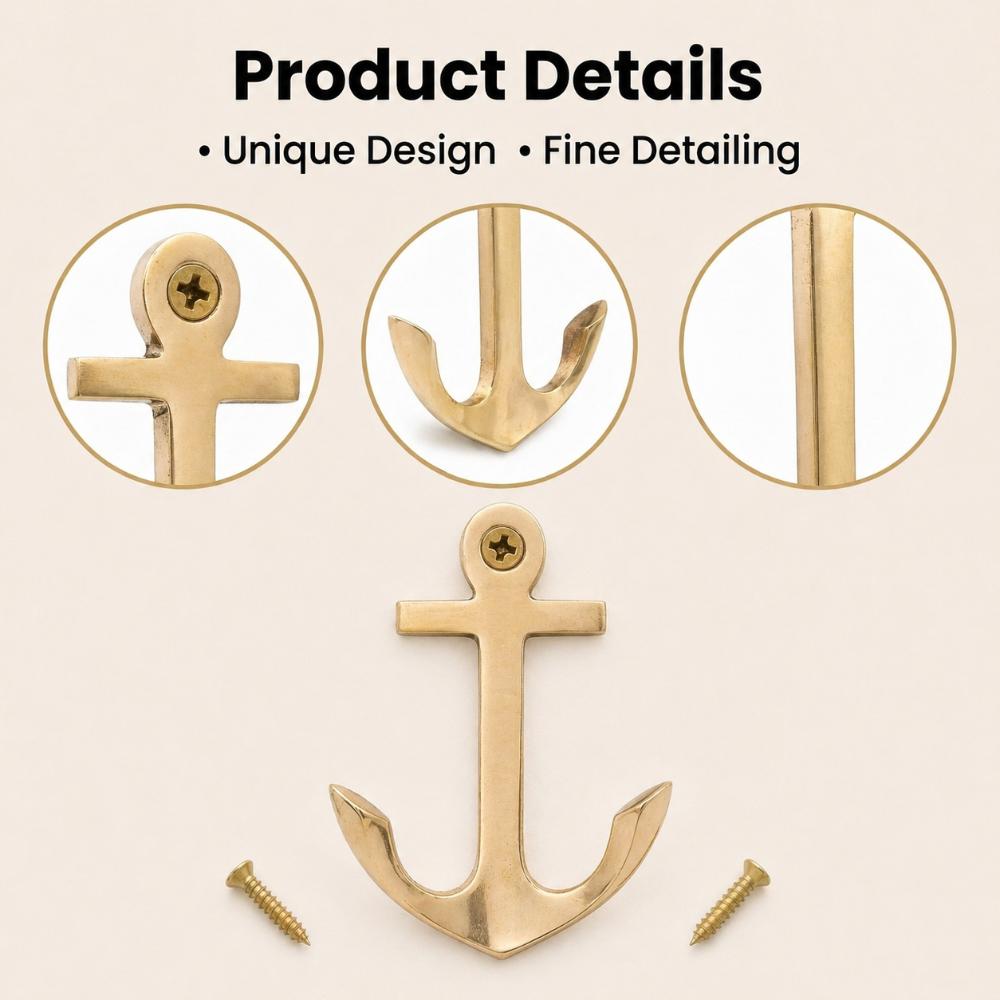 3 Pieces Vintage Anchor Decorative Wall Hooks