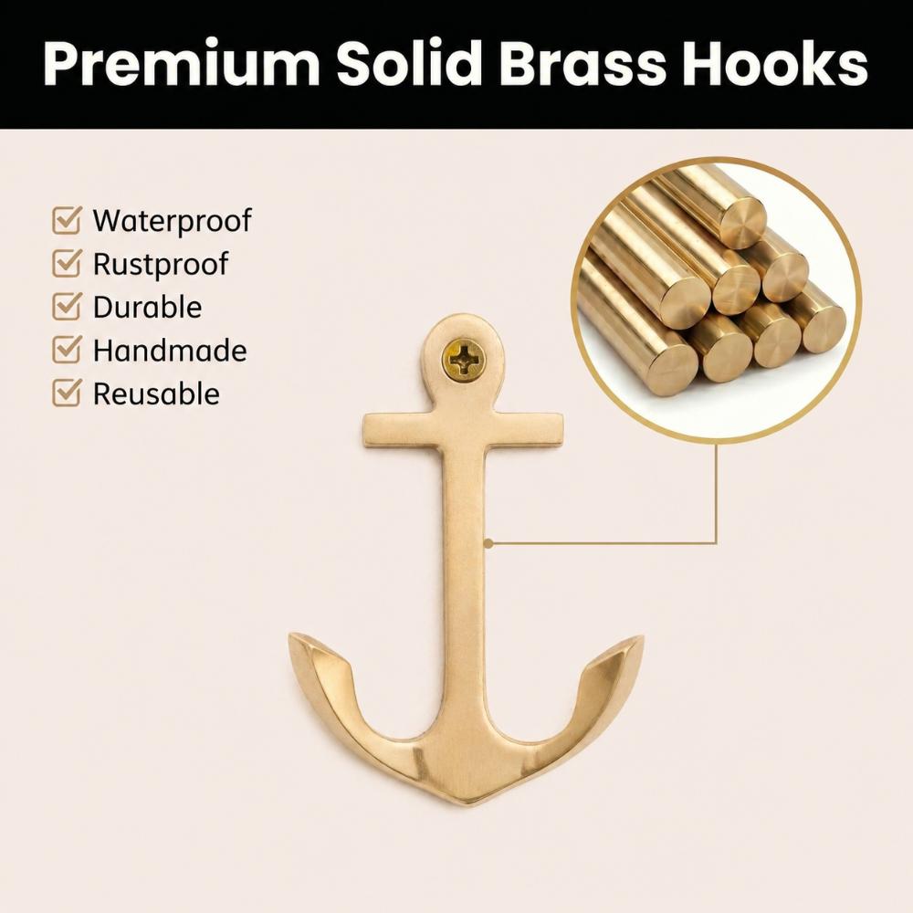 3 Pieces Vintage Anchor Decorative Wall Hooks