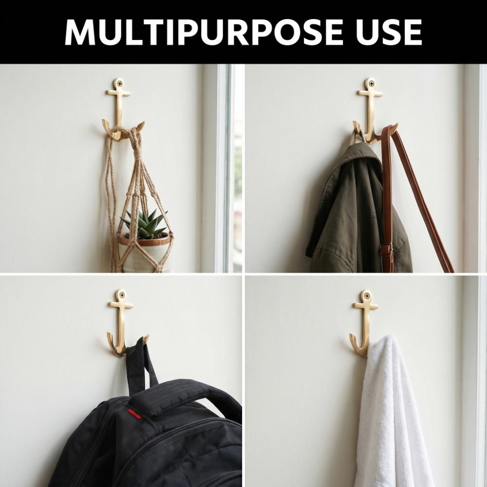 3 Pieces Vintage Anchor Decorative Wall Hooks