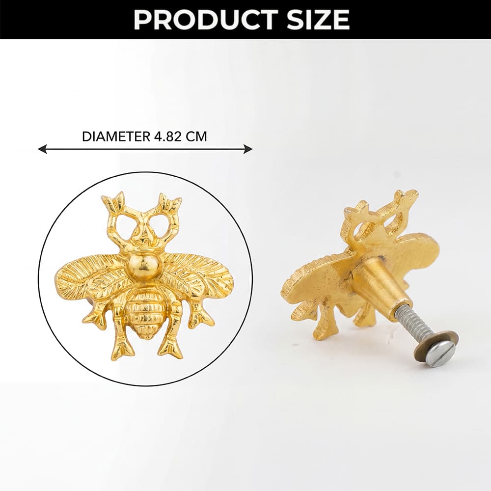 6 Pieces Golden Bee Aluminium Drawer Knob