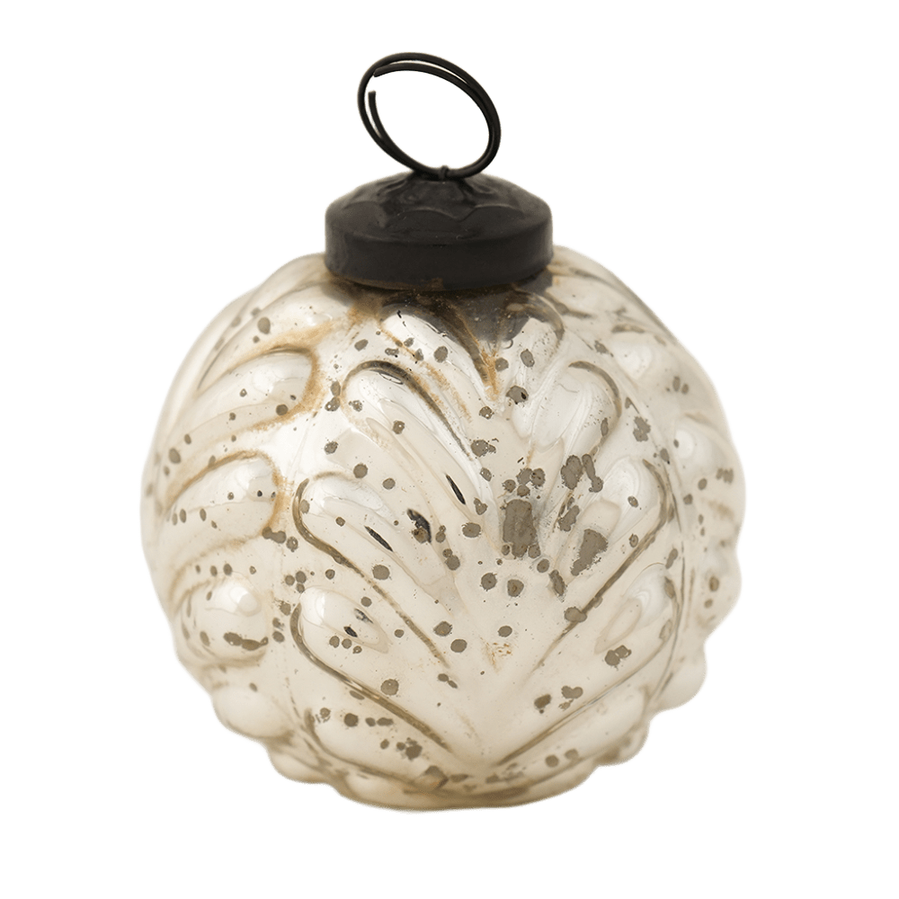 Silver Vintage Round Mercury Glass Christmas Ornament