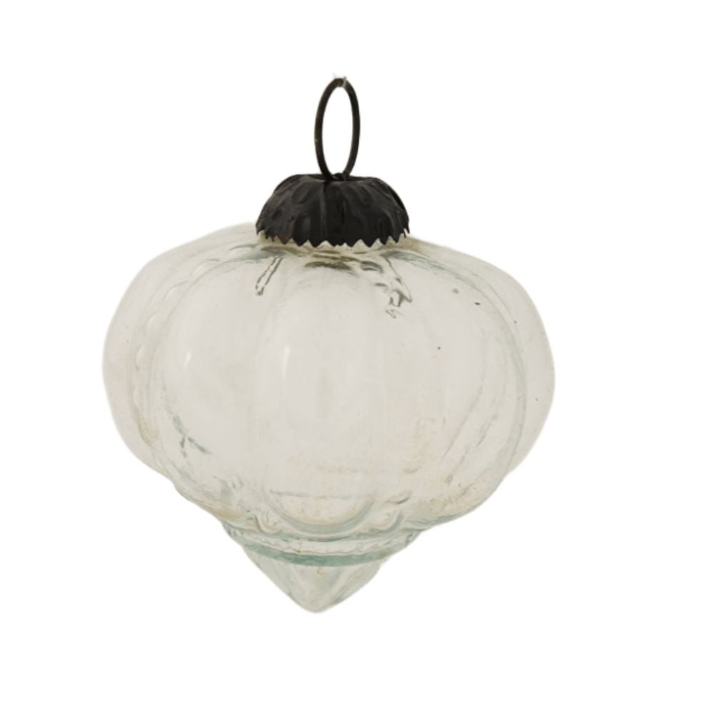 Vintage Clear Onion Shaped Glass Christmas Ornament