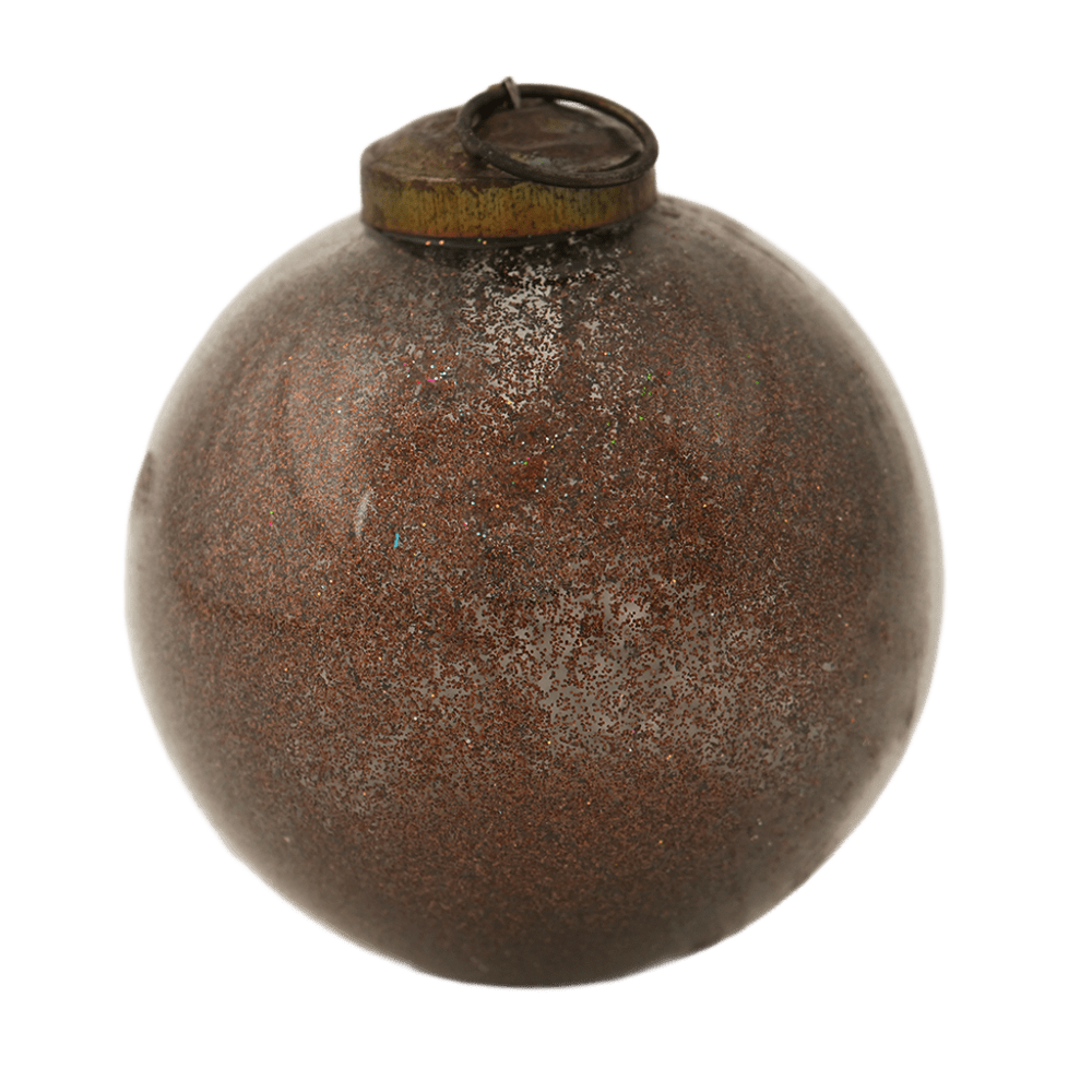 Brown Round Vintage Glass Christmas Ornament