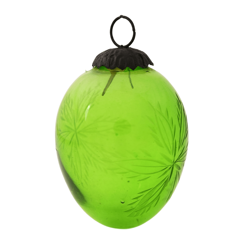 Vintage Green Cut Glass Christmas Bauble Hanging Ornament
