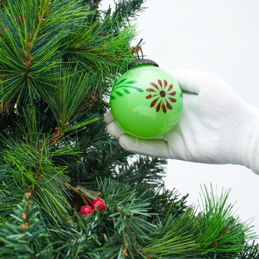 Green Round Flower Christmas Hanging