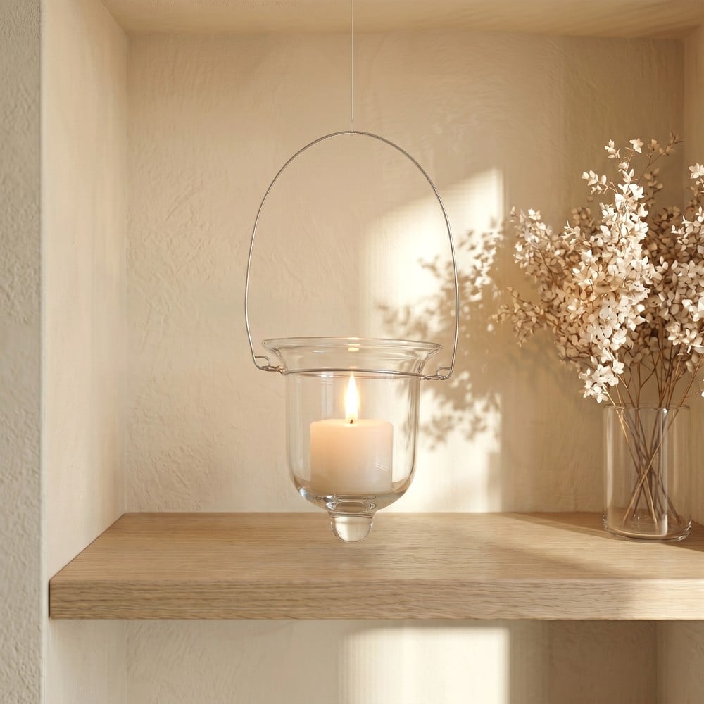 Clear Glass Hanging Tealight Candle Holder