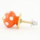 Orange White Polka Dotted Ceramic Knob