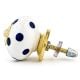 White Navy Blue Polka Dot Ceramic Knob
