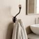 White Etched Ceramic Floral Iron Hooks-EHG-93 - Pack of 2