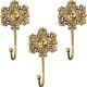 3 Pieces Handmade Yellow Brass Sun God Face Single Wall Hook