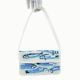 Handmade Beaded Shoulder Bag White & Blue Fish Pattern