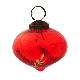 Red Vintage Turnip Shaped Leaf Cut Glass Christmas Ornament