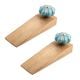 2 Pieces Light Blue Golden Leaf Big Melon Ceramic Wooden Door Stopper