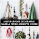 Grey Resin Decorative Adhesive Marble Finish Wall Hook-Pack of 3
