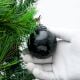 Vintage Style Black Leaf Round Glass Ornament