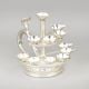 Handcrafted Silver Plated Copper Multi Tier Diya Stand with Handle