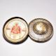 Vintage Brass Glass Round Box with Carving for Decoration