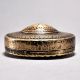 Vintage Brass Glass Round Box with Carving for Decoration