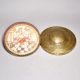 Handcrafted Antique Brass and Glass Round with Beautiful Carving