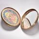 Indian Handmade Engraved Round Box Made of Brass and Glass