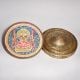 Indian Handmade Engraved Round Box Made of Brass and Glass
