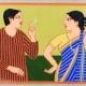 Bengali Couple in Conversation Painting by Lalu Prasad Shaw