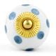 White Royal Blue Polka Dot Ceramic Drawer Knob