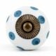 White Royal Blue Polka Dot Ceramic Drawer Knob