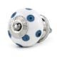White Royal Blue Polka Dot Ceramic Drawer Knob