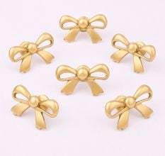 6 Pieces Brass Golden Bow Tie Living Room Cabinet Knobs